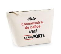 Otshirt Trousse Ma Commissaire de Police C'est la Plus Forte - Pouch Case - Idée Trousse Rangement Cadeau Anniversaire Fête Original Famille Travail Départ Collègue Retraite Noël.