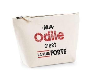 Otshirt Trousse Ma Odile C'est la Plus Forte - Pouch Case - Idée Trousse Rangement Cadeau Anniversaire Fête Original Famille Travail Départ Collègue Retraite Noël.