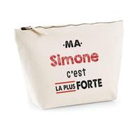 Otshirt Trousse Ma Simone C'est la Plus Forte - Pouch Case - Idée Trousse Rangement Cadeau Anniversaire Fête Original Famille Travail Départ Collègue Retraite Noël.