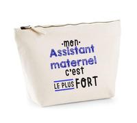 Otshirt Trousse Mon Assistant Maternel C'est Le Plus Fort - Pouch Case - Idée Trousse Rangement Cadeau Anniversaire Fête Original Famille Travail Départ Collègue Retraite Noël.