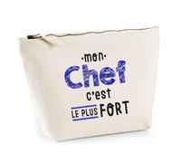 Otshirt Trousse Mon Chef C'est Le Plus Fort - Pouch Case - Idée Trousse Rangement Cadeau Anniversaire Fête Original Famille Travail Départ Collègue Retraite Noël.