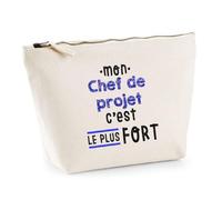 Otshirt Trousse Mon Chef de Projet Cest Le Plus Fort - Idée Rangement Cadeau Cadeau Anniversaire Fête Original Famille Travail Départ Collègue Retraite Noël. - Taille Unique