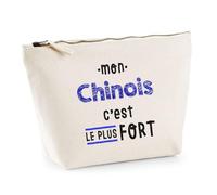Otshirt Trousse Mon Chinois C'est Le Plus Fort - Pouch Case - Idée Trousse Rangement Cadeau Anniversaire Fête Original Famille Travail Départ Collègue Retraite Noël.