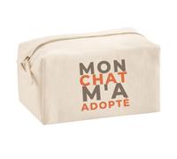 Otshirt Trousse Multifonction Mon Chat ma Adopte - Terracotta&Marron | Idée Trousse Multifonction Cadeau Anniversaire Fête Original Famille Travail Départ Collègue Retraite Noël