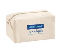 Otshirt Trousse Multifonction Mon Chat ma Adoptee - Bleu | Idée Trousse Multifonction Cadeau Anniversaire Fête Original Famille Travail Départ Collègue Retraite Noël