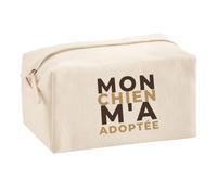 Otshirt Trousse Multifonction Mon Chien ma Adoptee - Marron | Idée Trousse Multifonction Cadeau Anniversaire Fête Original Famille Travail Départ Collègue Retraite Noël