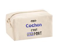 Otshirt Trousse Multifonction Mon Cochon C'est Le Plus Fort - Multi-Purpose Case - Idée Trousse Multifonction Cadeau Anniversaire Fête Original Famille Travail Départ Collègue Retraite Noël.