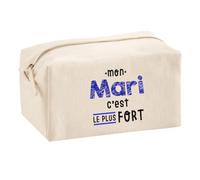 Otshirt Trousse Multifonction Mon Mari C'est Le Plus Fort - Multi-Purpose Case - Idée Trousse Multifonction Cadeau Anniversaire Fête Original Famille Travail Départ Collègue Retraite Noël.