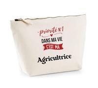 Otshirt Trousse Priorite N1 dans ma Vie C'est ma Agricultrice - Pouch Case - Idée Trousse Rangement Cadeau Anniversaire Fête Original Famille Travail Départ Collègue Retraite Noël.