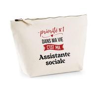 Otshirt Trousse Priorite N1 dans ma Vie C'est ma Assistante Sociale - Pouch Case - Idée Trousse Rangement Cadeau Anniversaire Fête Original Famille Travail Départ Collègue Retraite Noël.