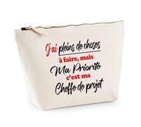 Otshirt Trousse Priorite N1 dans ma Vie Cest ma Cheffe de Projet - Idée Rangement Cadeau Cadeau Anniversaire Fête Original Famille Travail Départ Collègue Retraite Noël. - Taille Unique