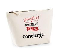 Otshirt Trousse Priorite N1 dans ma Vie C'est ma Concierge - Pouch Case - Idée Trousse Rangement Cadeau Anniversaire Fête Original Famille Travail Départ Collègue Retraite Noël.