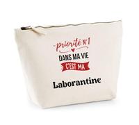 Otshirt Trousse Priorite N1 dans ma Vie C'est ma Laborantine - Pouch Case - Idée Trousse Rangement Cadeau Anniversaire Fête Original Famille Travail Départ Collègue Retraite Noël.
