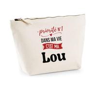 Otshirt Trousse Priorite N1 dans ma Vie C'est ma Lou - Pouch Case - Idée Trousse Rangement Cadeau Anniversaire Fête Original Famille Travail Départ Collègue Retraite Noël.
