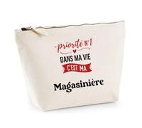 Otshirt Trousse Priorite N1 dans ma Vie C'est ma Magasiniere - Pouch Case - Idée Trousse Rangement Cadeau Anniversaire Fête Original Famille Travail Départ Collègue Retraite Noël.