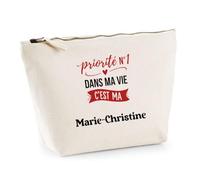 Otshirt Trousse Priorite N1 dans ma Vie C'est ma Marie-Christine - Pouch Case - Idée Trousse Rangement Cadeau Anniversaire Fête Original Famille Travail Départ Collègue Retraite Noël.