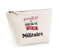 Otshirt Trousse Priorite N1 dans ma Vie C'est ma Militaire - Pouch Case - Idée Trousse Rangement Cadeau Anniversaire Fête Original Famille Travail Départ Collègue Retraite Noël.
