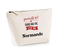 Otshirt Trousse Priorite N1 dans ma Vie C'est ma Normande - Pouch Case - Idée Trousse Rangement Cadeau Anniversaire Fête Original Famille Travail Départ Collègue Retraite Noël.