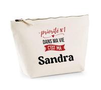 Otshirt Trousse Priorite N1 dans ma Vie Cest ma Sandra - Pouch Case - Idée Trousse Rangement Cadeau Anniversaire Fête Original Famille Travail Départ Collègue Retraite Noël.