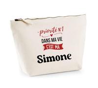 Otshirt Trousse Priorite N1 dans ma Vie C'est ma Simone - Pouch Case - Idée Trousse Rangement Cadeau Anniversaire Fête Original Famille Travail Départ Collègue Retraite Noël.