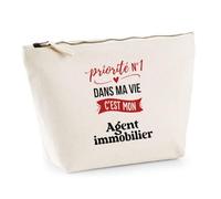 Otshirt Trousse Priorite N1 dans ma Vie Cest Mon Agent Immobilier - Idée Rangement Cadeau Cadeau Anniversaire Fête Original Famille Travail Départ Collègue Retraite Noël. - Taille Unique
