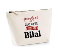 Otshirt Trousse Priorite N1 dans ma Vie C'est Mon Bilal - Pouch Case - Idée Trousse Rangement Cadeau Anniversaire Fête Original Famille Travail Départ Collègue Retraite Noël.