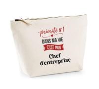Otshirt Trousse Priorite N1 dans ma Vie C'est Mon Chef dentreprise - Pouch Case - Idée Trousse Rangement Cadeau Anniversaire Fête Original Famille Travail Départ Collègue Retraite Noël.