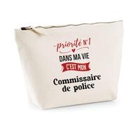 Otshirt Trousse Priorite N1 dans ma Vie C'est Mon Commissaire de Police - Pouch Case - Idée Trousse Rangement Cadeau Anniversaire Fête Original Famille Travail Départ Collègue Retraite Noël.