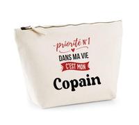 Otshirt Trousse Priorite N1 dans ma Vie C'est Mon Copain - Pouch Case - Idée Trousse Rangement Cadeau Anniversaire Fête Original Famille Travail Départ Collègue Retraite Noël.