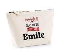Otshirt Trousse Priorite N1 dans ma Vie C'est Mon Emile - Pouch Case - Idée Trousse Rangement Cadeau Anniversaire Fête Original Famille Travail Départ Collègue Retraite Noël.