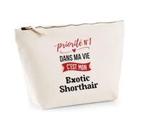 Otshirt Trousse Priorite N1 dans ma Vie C'est Mon Exotic Shorthair - Pouch Case - Idée Trousse Rangement Cadeau Anniversaire Fête Original Famille Travail Départ Collègue Retraite Noël.