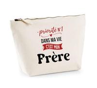 Otshirt Trousse Priorite N1 dans ma Vie C'est Mon Frère - Pouch Case - Idée Trousse Rangement Cadeau Anniversaire Fête Original Famille Travail Départ Collègue Retraite Noël.