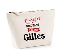 Otshirt Trousse Priorite N1 dans ma Vie C'est Mon Gilles - Pouch Case - Idée Trousse Rangement Cadeau Anniversaire Fête Original Famille Travail Départ Collègue Retraite Noël.
