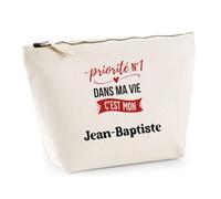 Otshirt Trousse Priorite N1 dans ma Vie C'est Mon Jean-Baptiste - Pouch Case - Idée Trousse Rangement Cadeau Anniversaire Fête Original Famille Travail Départ Collègue Retraite Noël.