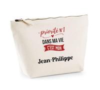 Otshirt Trousse Priorite N1 dans ma Vie C'est Mon Jean-Philippe - Pouch Case - Idée Trousse Rangement Cadeau Anniversaire Fête Original Famille Travail Départ Collègue Retraite Noël.
