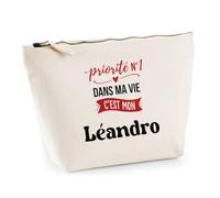 Otshirt Trousse Priorite N1 dans ma Vie C'est Mon Leandro - Pouch Case - Idée Trousse Rangement Cadeau Anniversaire Fête Original Famille Travail Départ Collègue Retraite Noël.