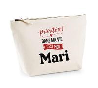 Otshirt Trousse Priorite N1 dans ma Vie C'est Mon Mari - Pouch Case - Idée Trousse Rangement Cadeau Anniversaire Fête Original Famille Travail Départ Collègue Retraite Noël.