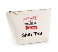 Otshirt Trousse Priorite N1 dans ma Vie C'est Mon Shih Tzu - Pouch Case - Idée Trousse Rangement Cadeau Anniversaire Fête Original Famille Travail Départ Collègue Retraite Noël.