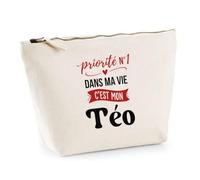 Otshirt Trousse Priorite N1 dans ma Vie C'est Mon Teo - Pouch Case - Idée Trousse Rangement Cadeau Anniversaire Fête Original Famille Travail Départ Collègue Retraite Noël.