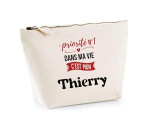 Otshirt Trousse Priorite N1 dans ma Vie C'est Mon Thierry - Pouch Case - Idée Trousse Rangement Cadeau Anniversaire Fête Original Famille Travail Départ Collègue Retraite Noël.