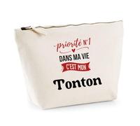 Otshirt Trousse Priorite N1 dans ma Vie C'est Mon Tonton - Pouch Case - Idée Trousse Rangement Cadeau Anniversaire Fête Original Famille Travail Départ Collègue Retraite Noël.