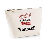 Otshirt Trousse Priorite N1 dans ma Vie C'est Mon Youssef - Pouch Case - Idée Trousse Rangement Cadeau Anniversaire Fête Original Famille Travail Départ Collègue Retraite Noël.