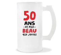 Otshirt Verre à Biere 50 ans et plus beau que jamais | Chope de Bière Pinte | Idée Cadeau Anniversaire Humour Drôle Mignon Original Fête