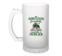 Otshirt Verre à Bière Agriculture Formidable | Chope Givrée Verre Trempé 470 ml à Anse Recto Verso | Apéro Bar Bistrot Match | Idée Cadeau Agriculteur Fête des Pères Noël