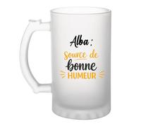 Otshirt Verre à Bière Alba - source de bonne humeur- Chope - Idée Verre à Bière Personnalisable Cadeau Anniversaire Camping Fête Original Famille Travail Départ Collègue Retraite Noël