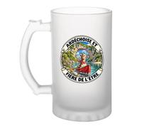 Otshirt Verre à Bière Ardéchoise et fière de l’être | Chope Givrée Verre Trempé 470 ml à Anse Recto Verso | Apéro Bar Bistrot Match | Idée Cadeau Ardèche Fête des Pères Noël