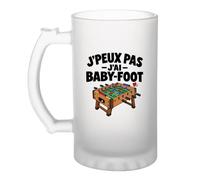 Otshirt Verre à Bière Baby-Foot J'peux pas | Chope Givrée Verre Trempé 470 ml à Anse Recto Verso | Apéro Bar Bistrot Match | Idée Cadeau Joueur et Joueuse de Baby-Foot Fête des Pères Noël
