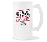 Otshirt Verre à Bière Célibataire sur ma Moto | Chope de Bière Pinte | Idée Cadeau Mob Mobeur Motard Passion Moto Humour Original Anniversaire Noël Rider Biker Drôle