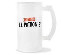 Otshirt Verre à Bière C'est Qui Le Patron | Chope de Bière Pinte | Idée Cadeau Directeur Chef Humour Professionnel Anniversaire Bureau Original Drôle