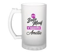 Otshirt Verre à Bière Cette belle meuf sappelle Amelie - Beer Glass - Idée Chope de Bière Cadeau Anniversaire Fête Original Famille Travail Départ Collègue Retraite Noël.
